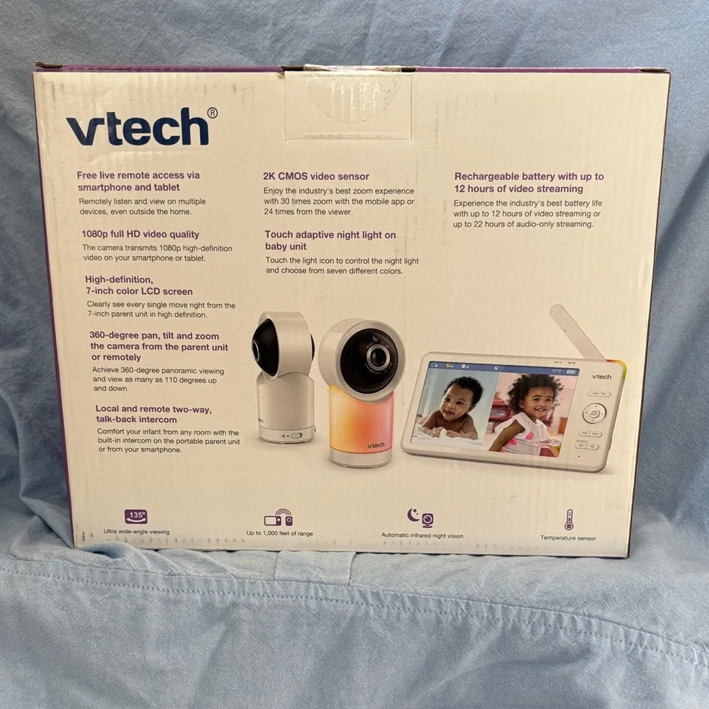 VTech Pan & Tilt 2-Camera Smart HD Video Monitor in Gradient Pink-Orange